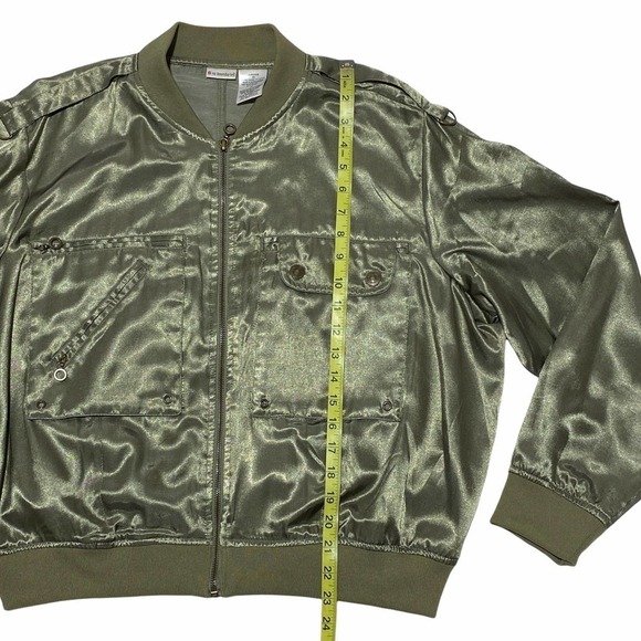 NO Boundaries Green Satin Full Zip Bomber Jacket - Picture 6 of 11